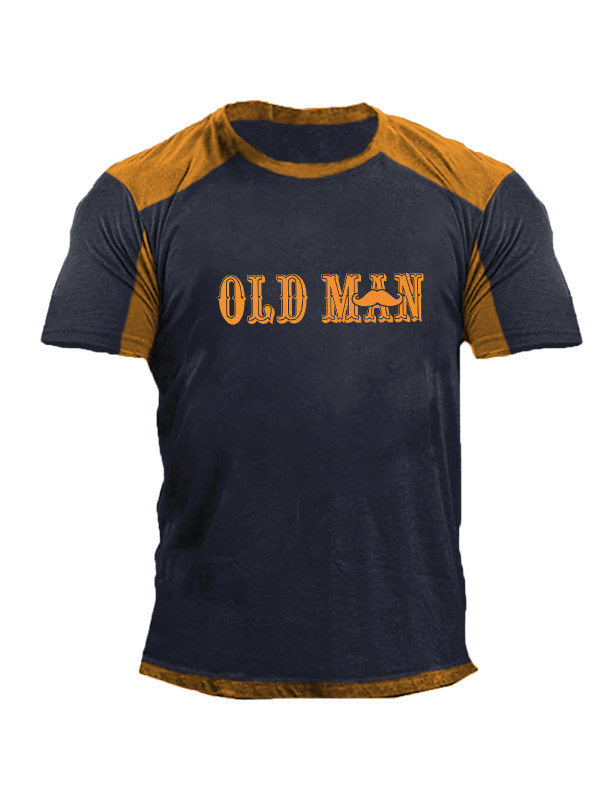 Men's Vintage OLD MAN Short Sleeve Round Neck T-shirt