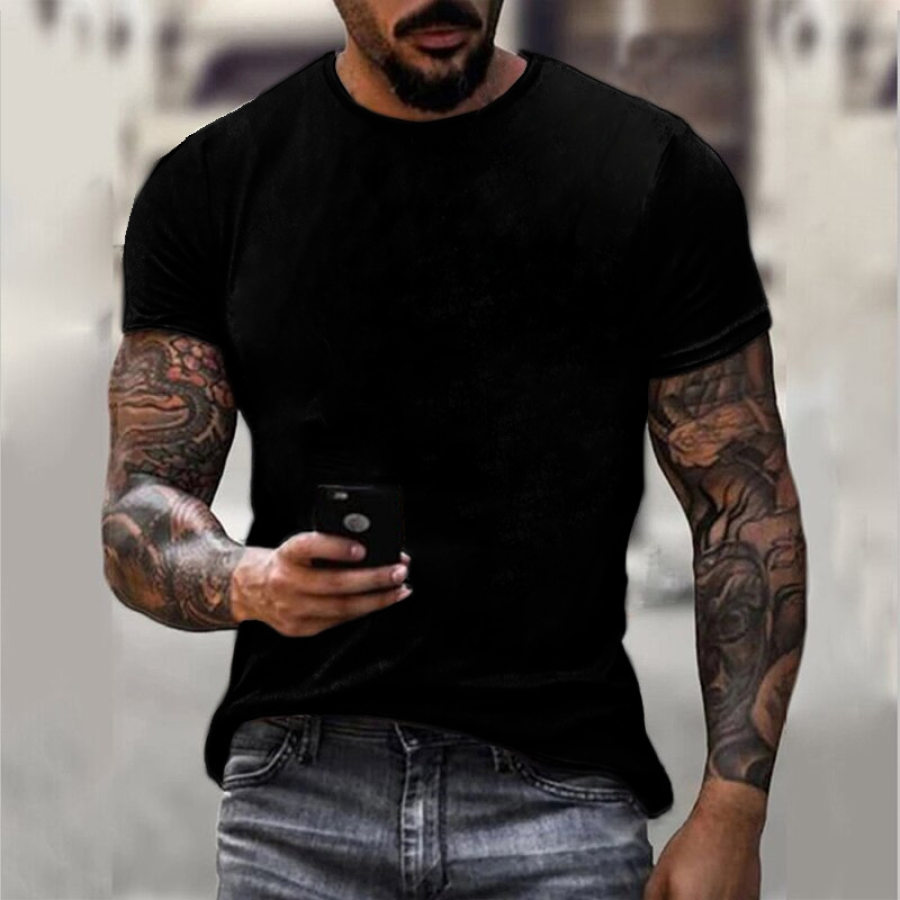 

Men's Retro Casual Solid Color Short Sleeve T-Shirt