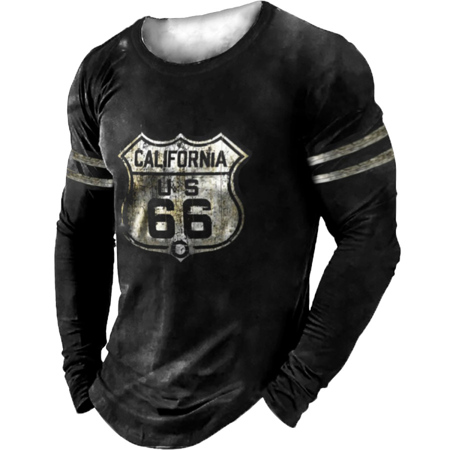 

Men's Vintage Route 66 Round Neck Long Sleeve T-Shirt