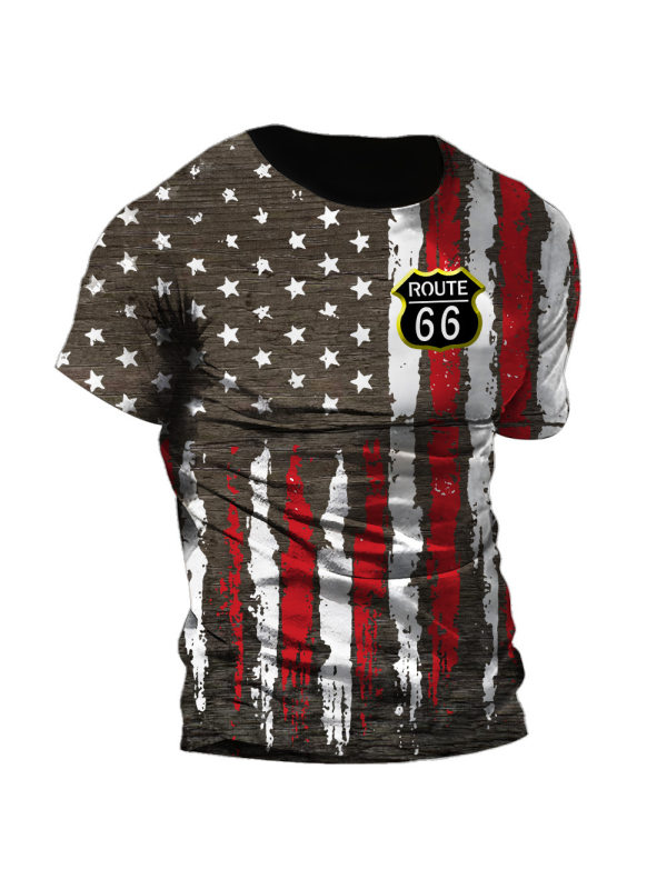 Men's Route 66 Round Neck Short Sleeve T-Shirt