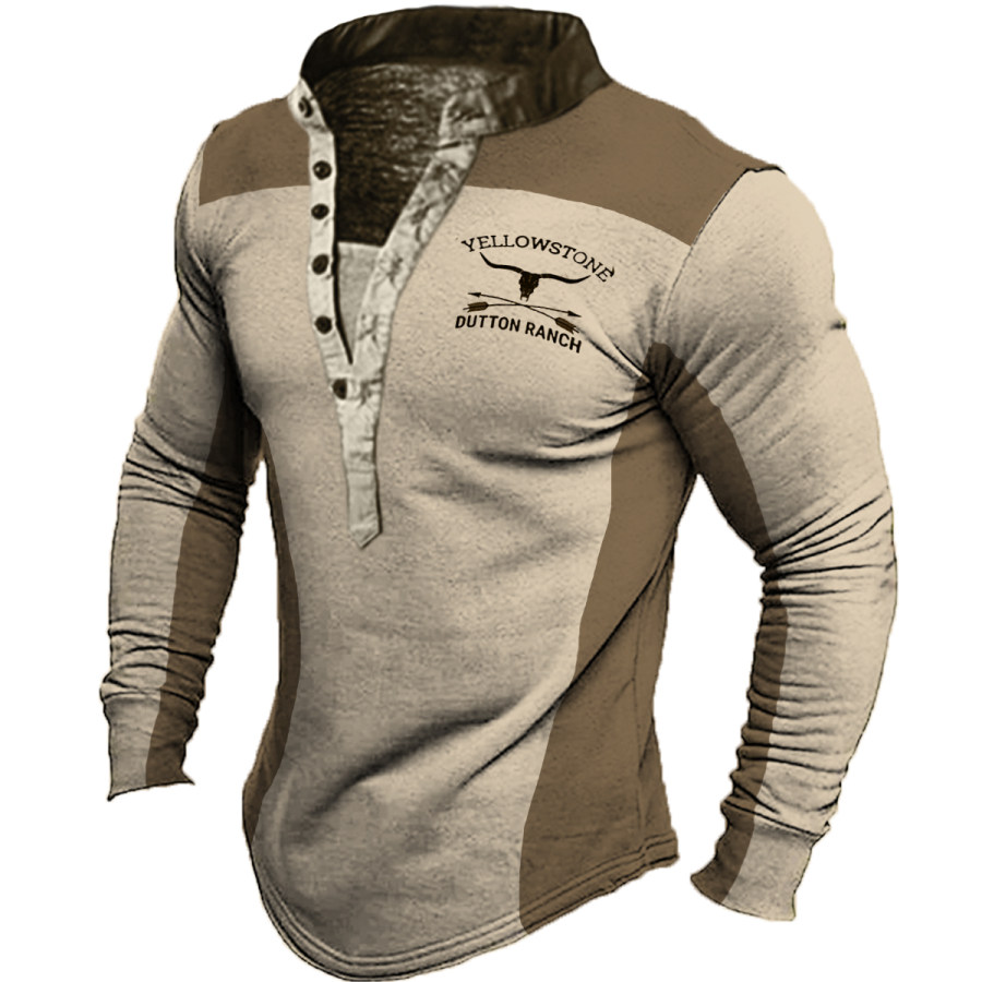 

Men's Vintage Yellowstone Western Denim Long Sleeve T-Shirt