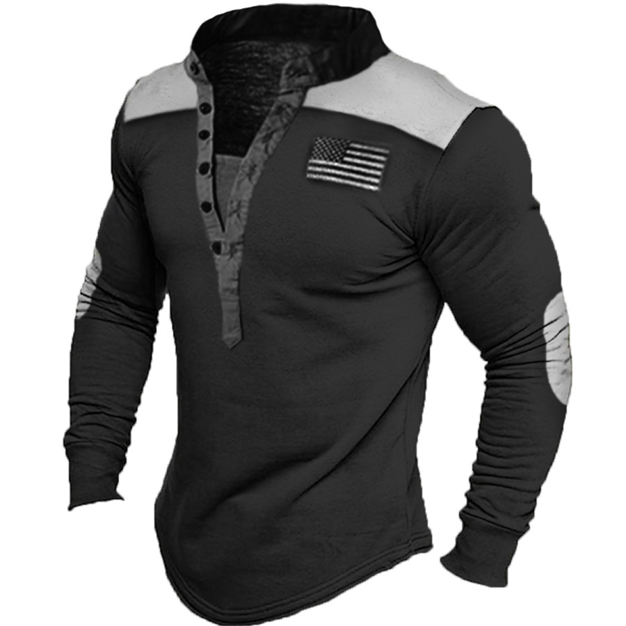 

Men's Vintage American Flag Long Sleeve T-Shirt