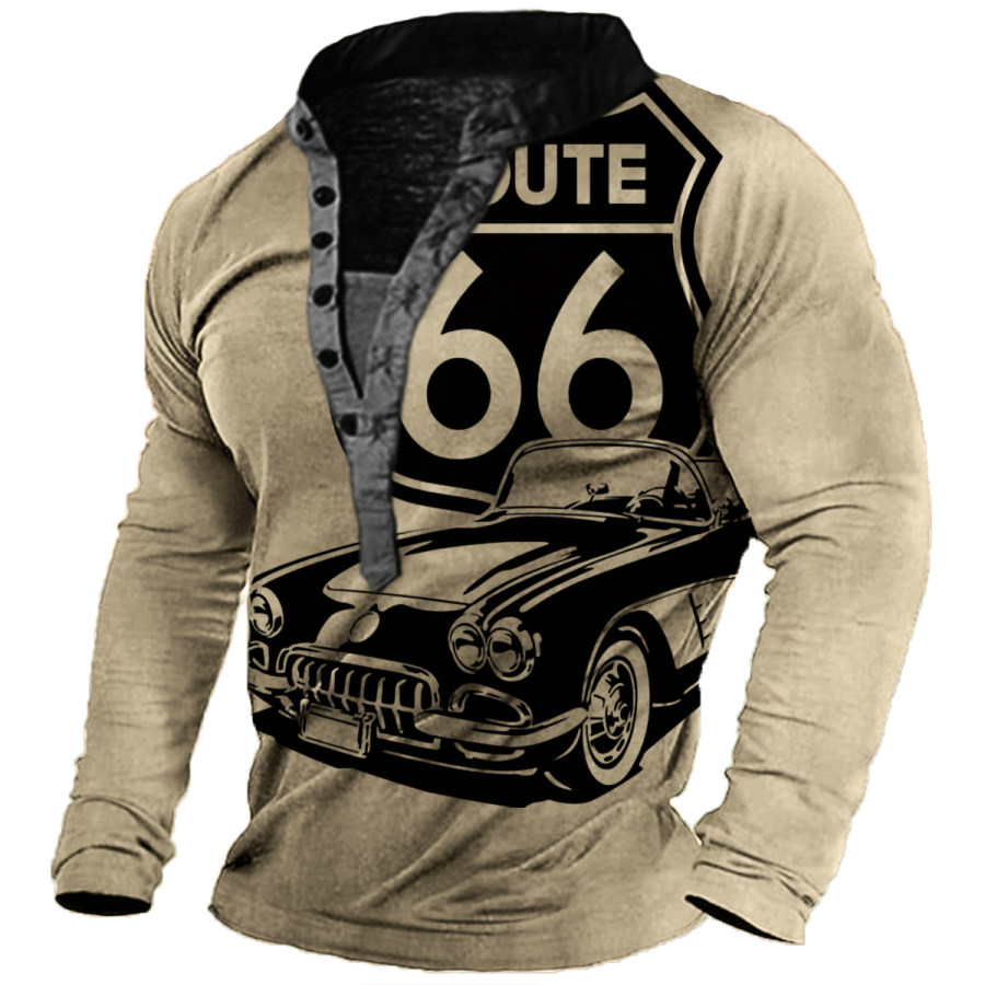 

Men's Vintage Casual Route 66 Long Sleeve T-Shirt