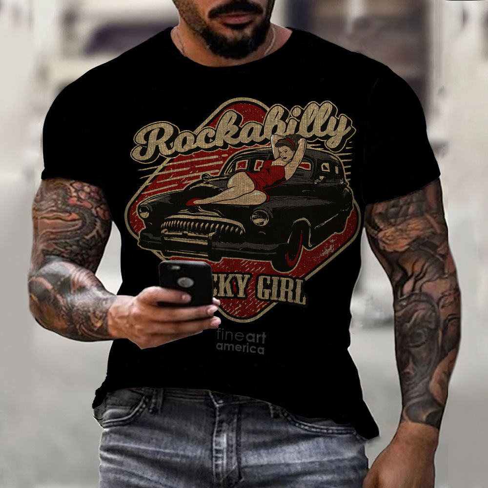Men's Vintage Motorcycle Short Sleeve Chic T-shirt