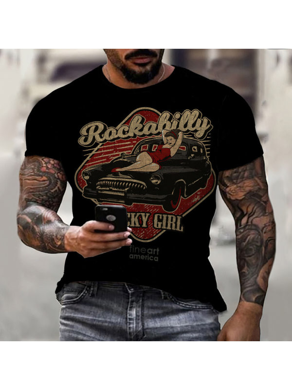 Men's Vintage Motorcycle Short Sleeve T-Shirt