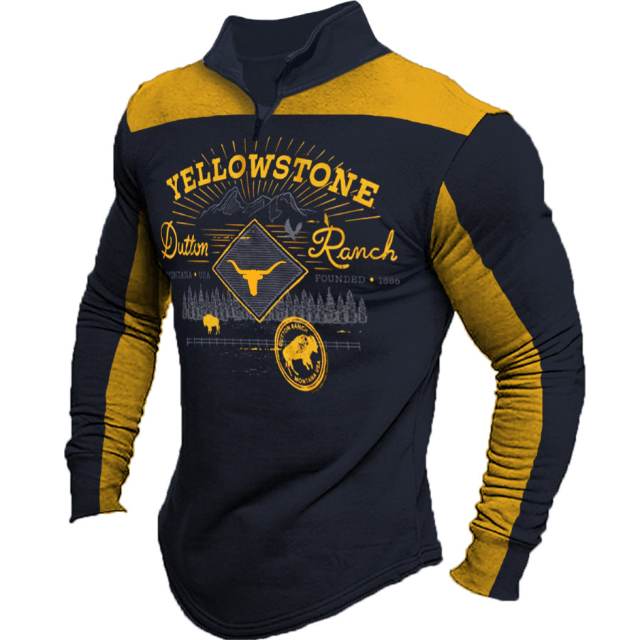 

Men's Vintage Yellowstone Western Denim Long Sleeve T-Shirt