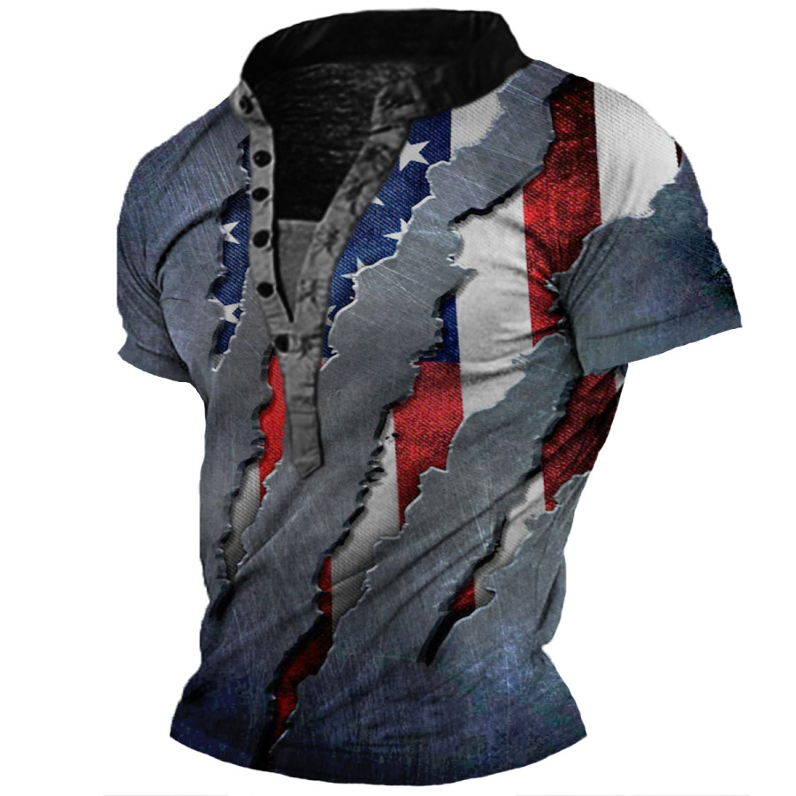 

Men's Vintage Scratch American Flag Short Sleeve T-Shirt