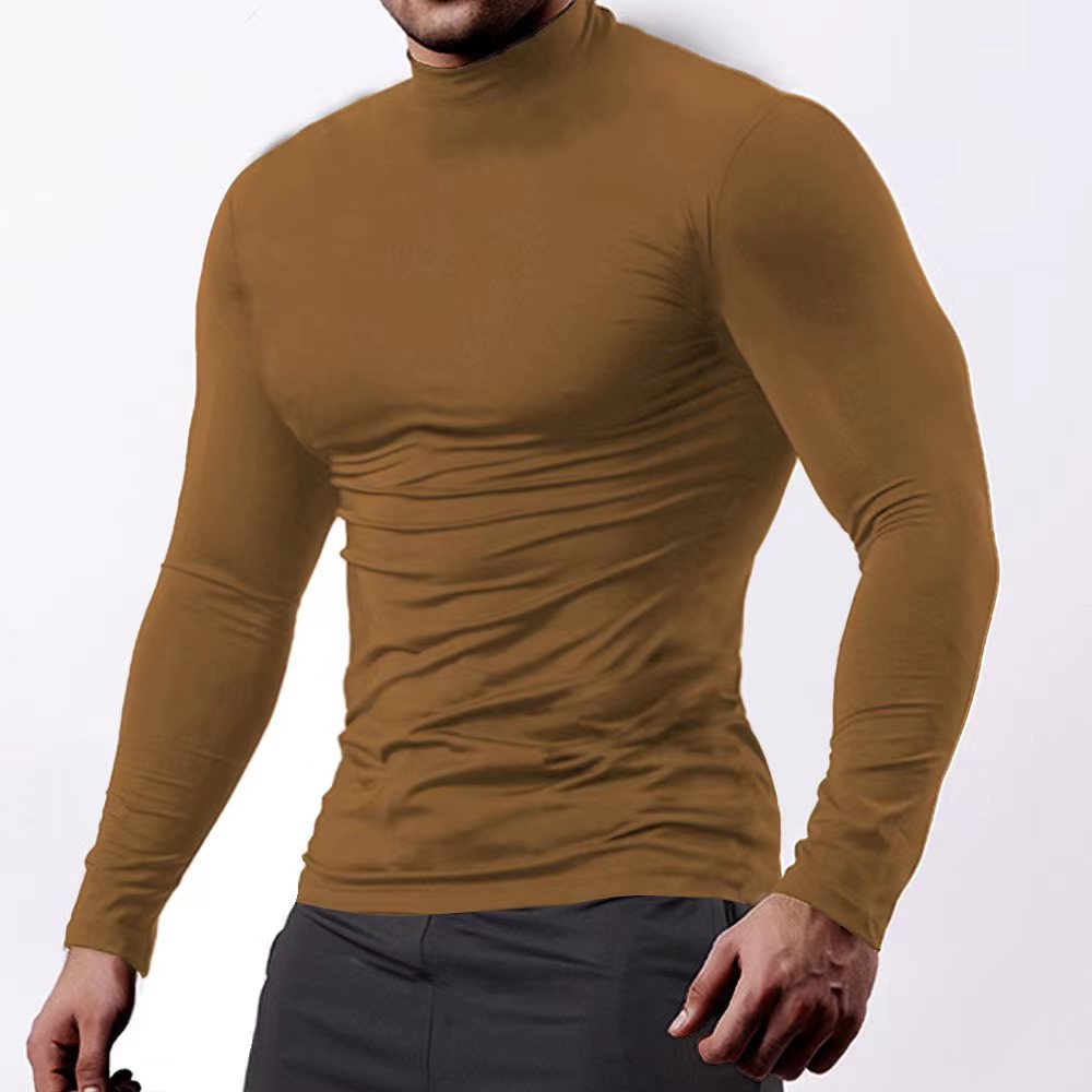 Men's Retro Casual Half Chic Turtleneck Long Sleeve T-shirt