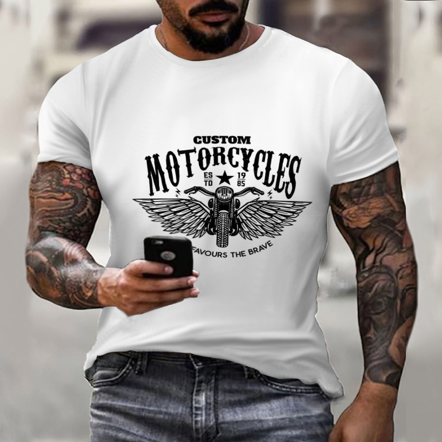 

Men's Vintage MOTORCYCLES Round Neck Short Sleeve T-Shirt