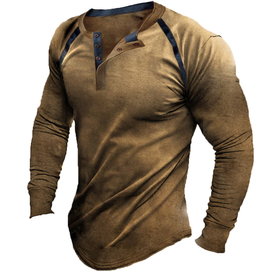 

Men's Vintage Distressed Long Sleeve Round Neck T-Shirt