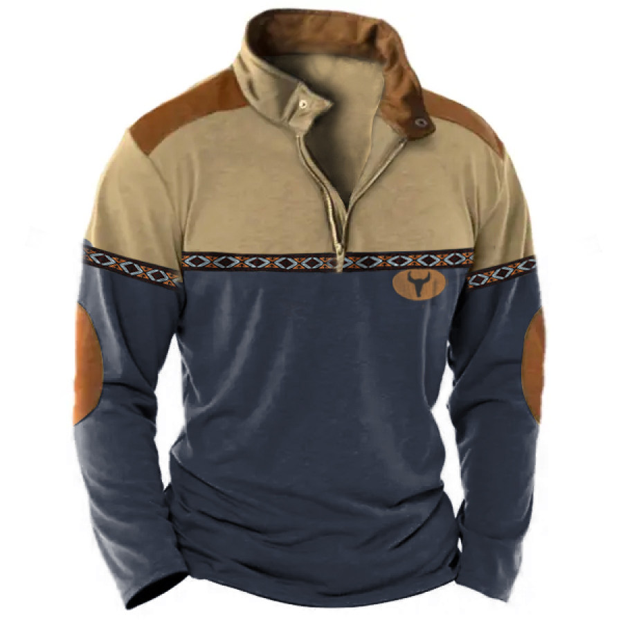 

Men's Vintage Western Yellowstone Casual Zip T-Shirt