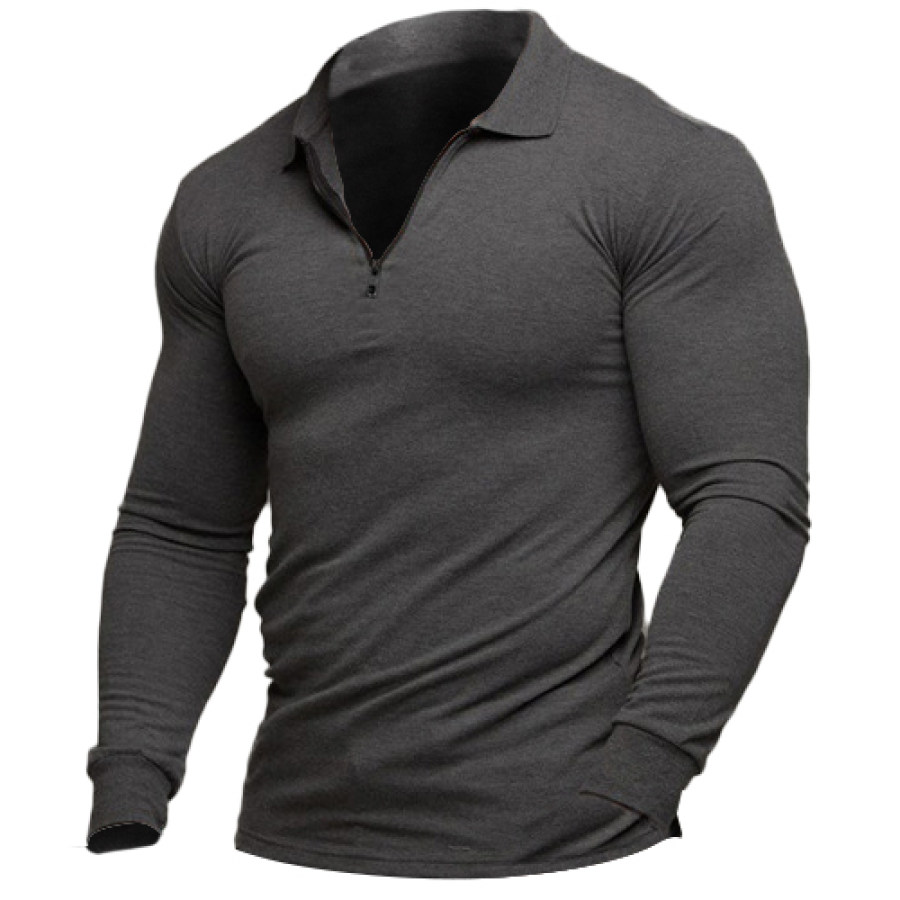 

Men's Retro Casual Lapel Long Sleeve T-Shirt