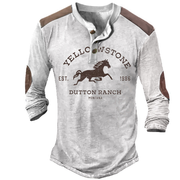 Men's Vintage Yellowstone Print Chic Men's Long Sleeve T-shirt
