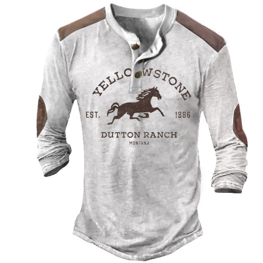 

Men's Vintage Yellowstone Print Men's Long Sleeve T-Shirt