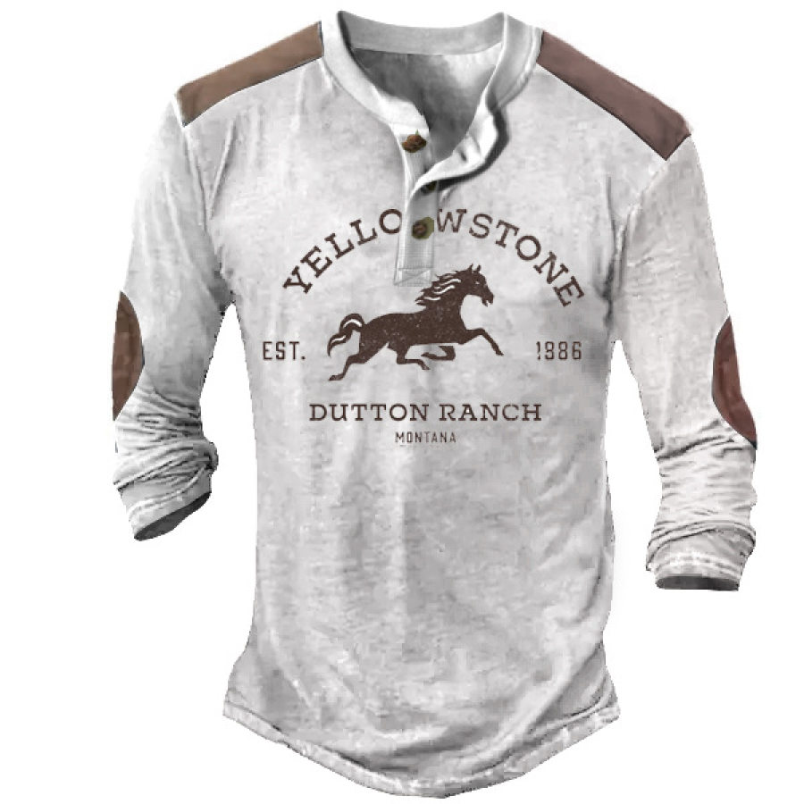 

Camiseta Masculina Vintage De Manga Comprida Com Estampa De Yellowstone