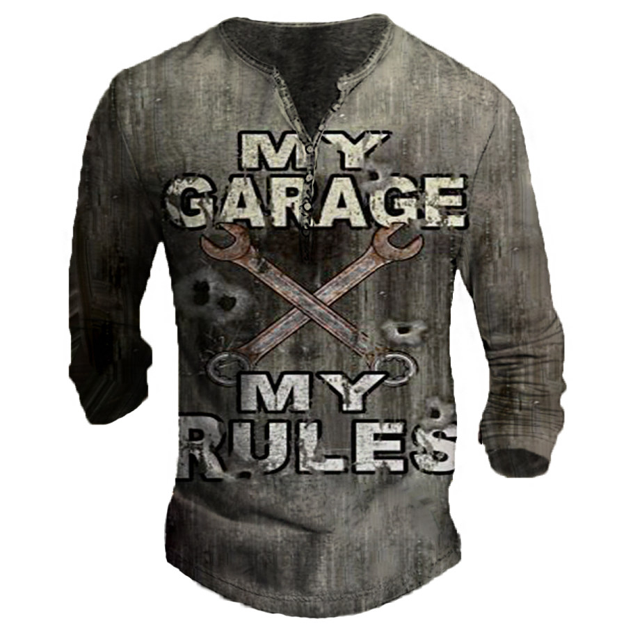 

Men's Vintage MY GARAGE MY RULES Long-sleeved T-shirt