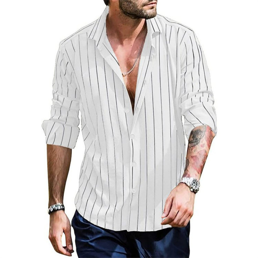 

Men's British Style Long Sleeve Cardigan Shirt