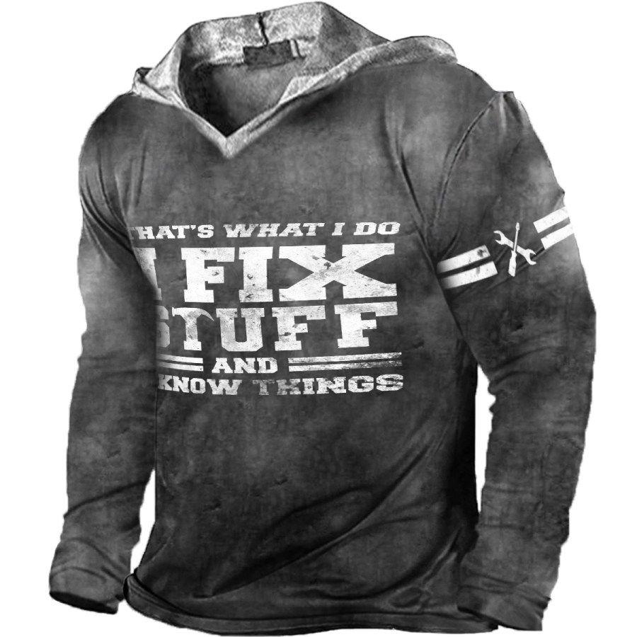 

Men's Vintage I FIX STUFF Hoodie Long Sleeve T-Shirt