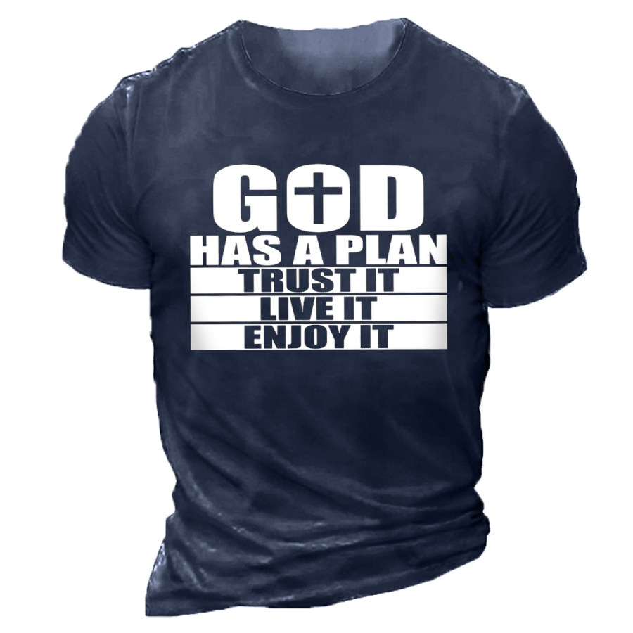 

Men's Casual GOD HAS A PLAN Round Neck Short Sleeve T-Shirt