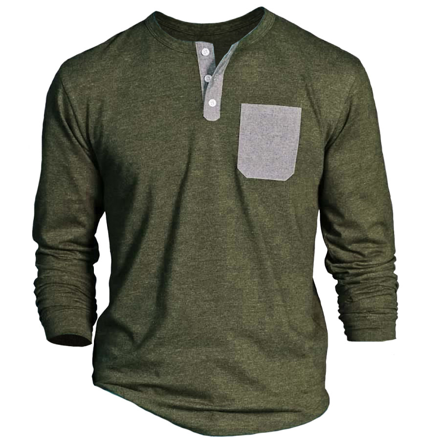 

Men's Vintage Pocket Henley Short Sleeve T-Shirt