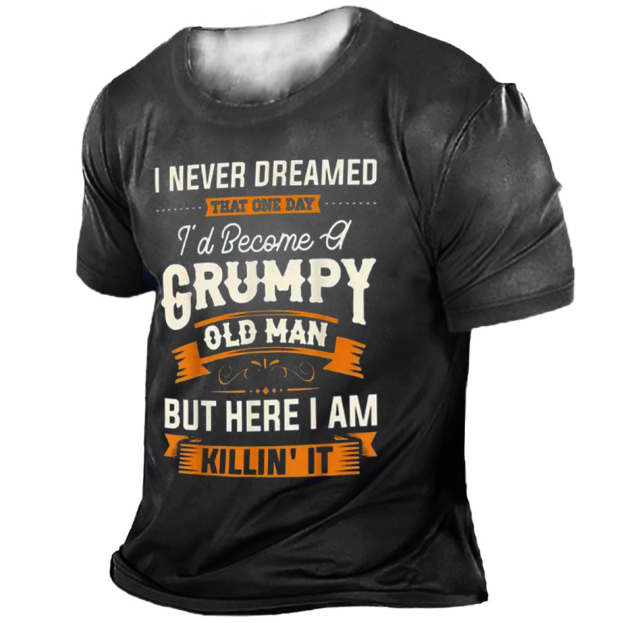 

Men's Vintage OLD MAN Round Neck Short Sleeve T-Shirt
