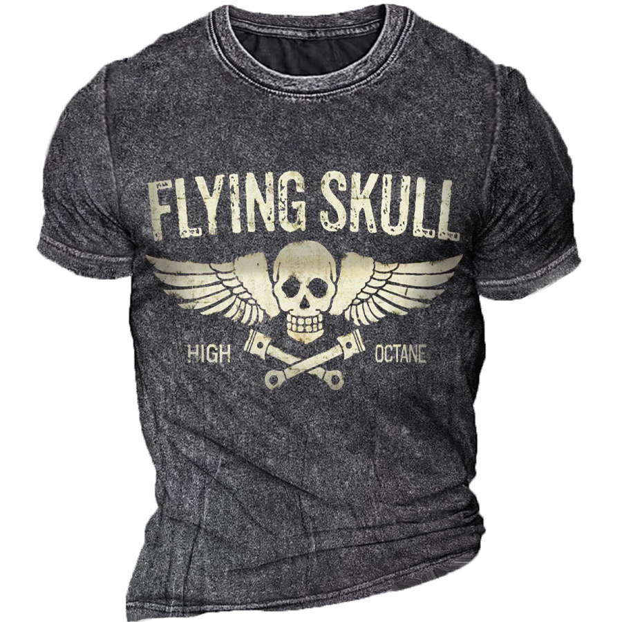 

Men's Vintage Skull Motorcycle Short Sleeve T-Shirt