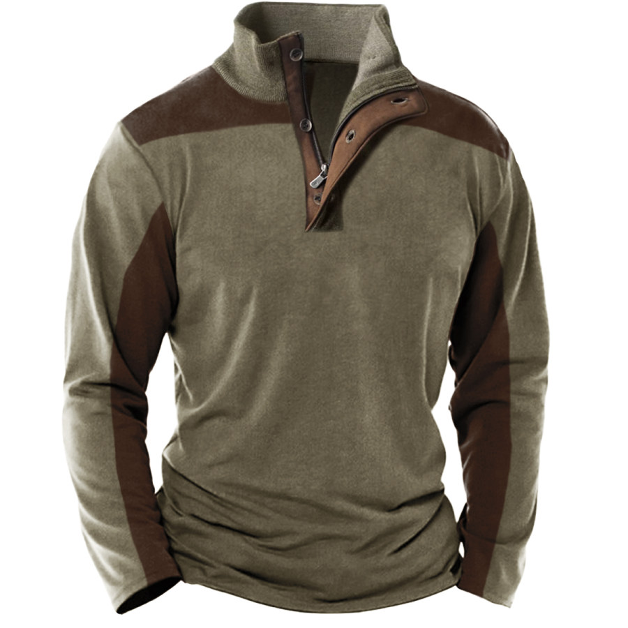 

Men's Vintage Casual Zipper Long Sleeve T-Shirt