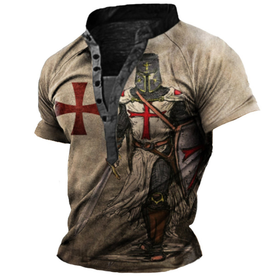 

Men's Vintage Knights Templar Cross Henley T-Shirt