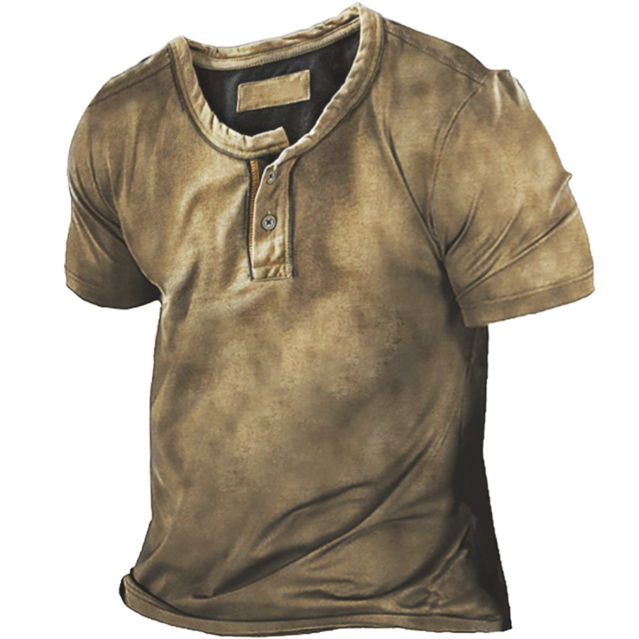 

Men's Vintage Henley Collar T-Shirt