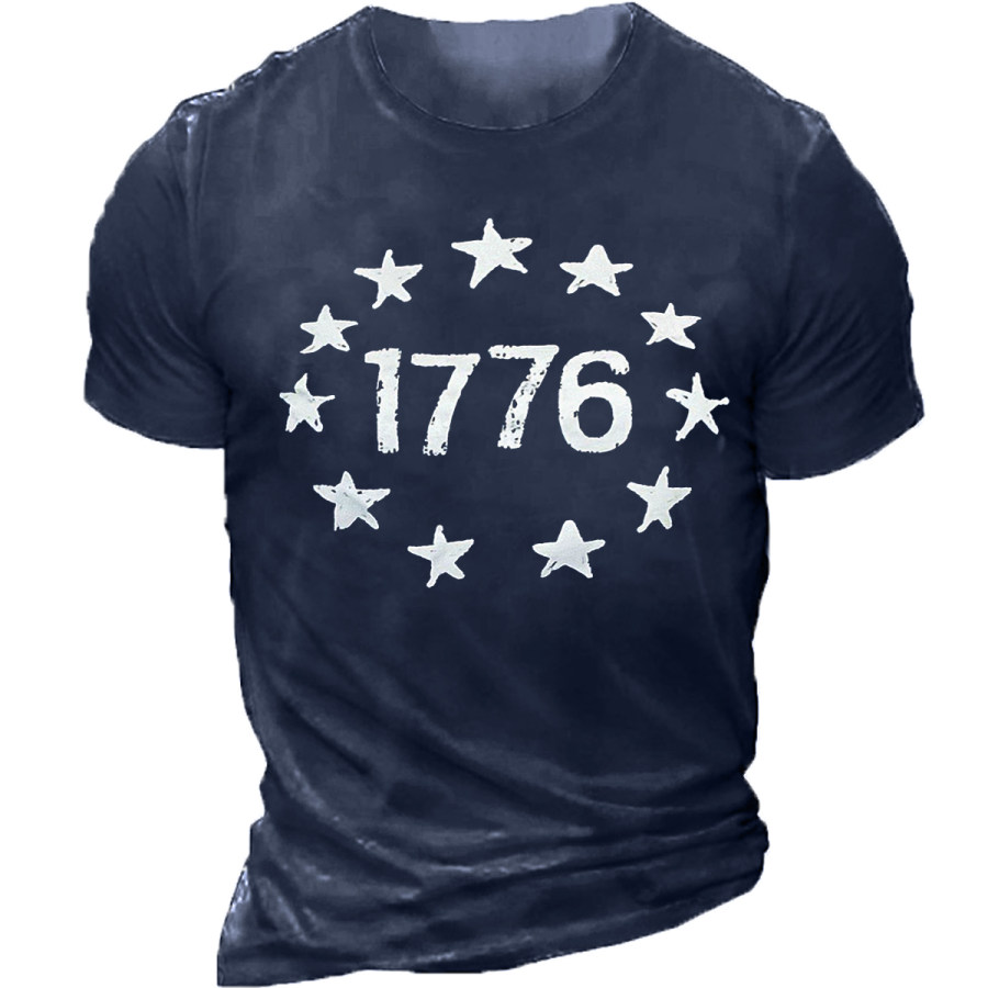 

Men's Vintage 1776 Independence Day Round Neck Short Sleeve T-Shirt