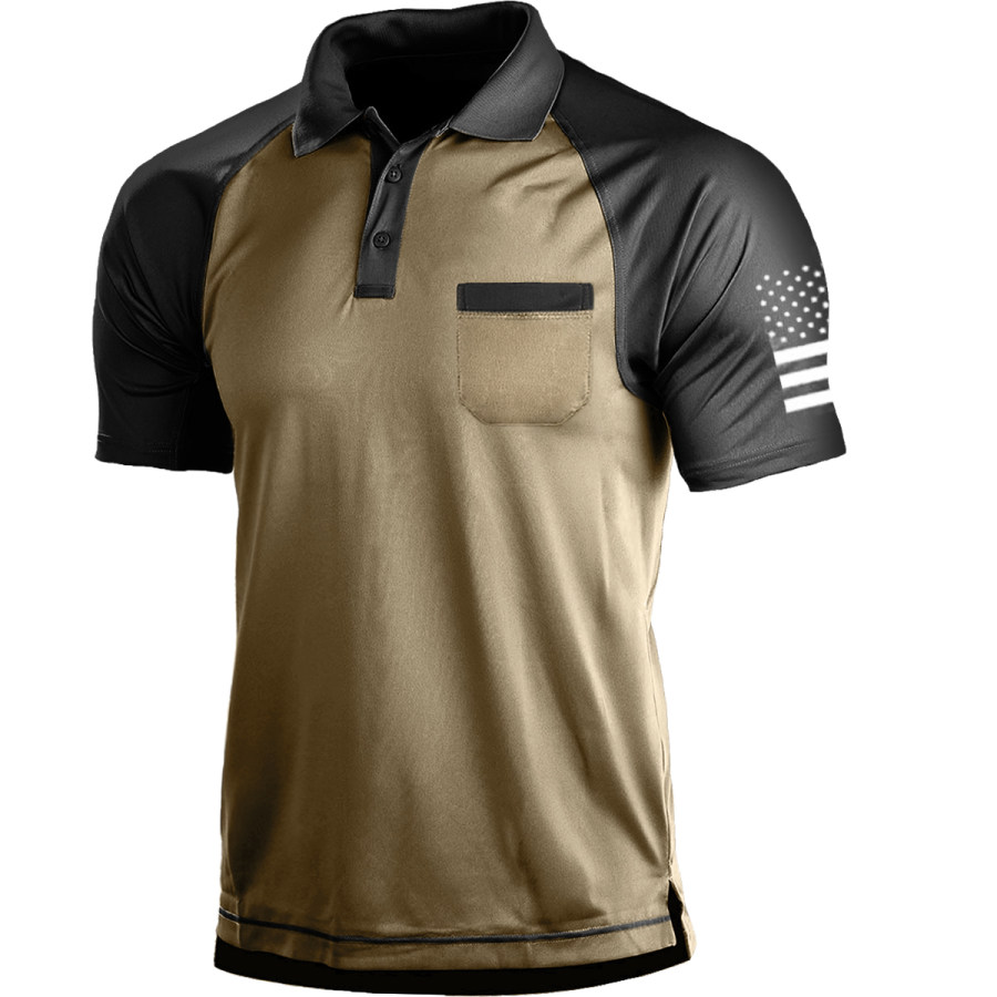 

Men's Vintage American Flag Polo Shirt