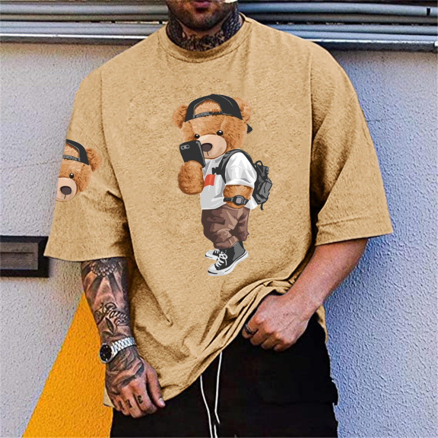 

Men's Retro Teddy Bear Casual Short Sleeve T-Shirt