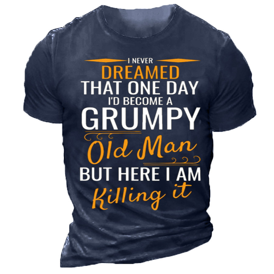 

Men's Vintage OLD MAN Round Neck Short Sleeve T-Shirt