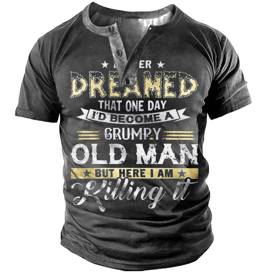 

Men's Vintage OLD MAN Round Neck Short Sleeve T-Shirt