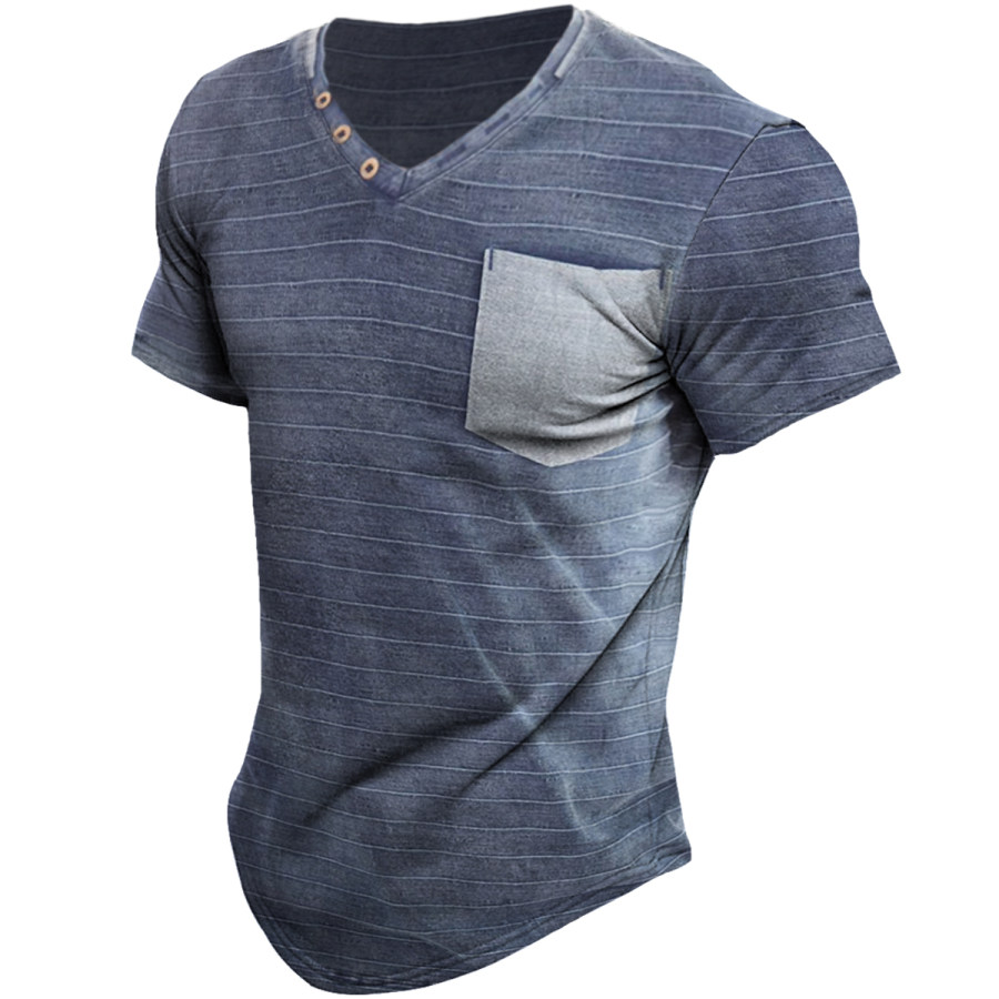 

Men's Retro Stressed Casual Pocket Short-sleeved T-shirt