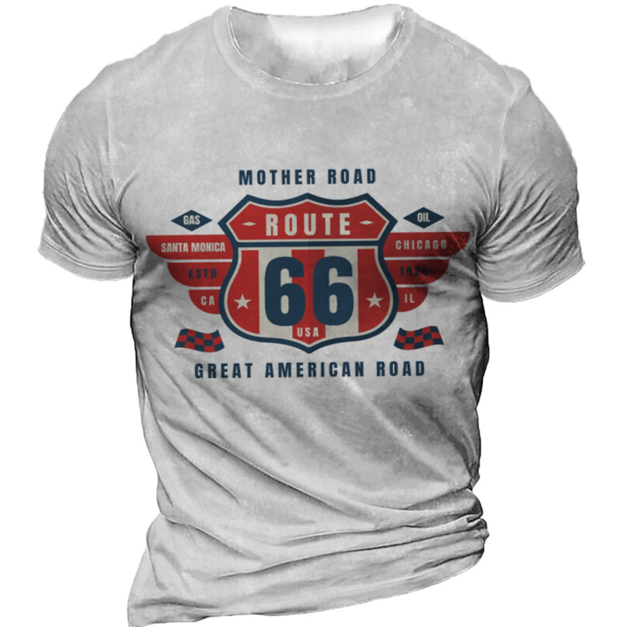 

Men's Vintage Route 66 Round Neck Short Sleeve T-Shirt