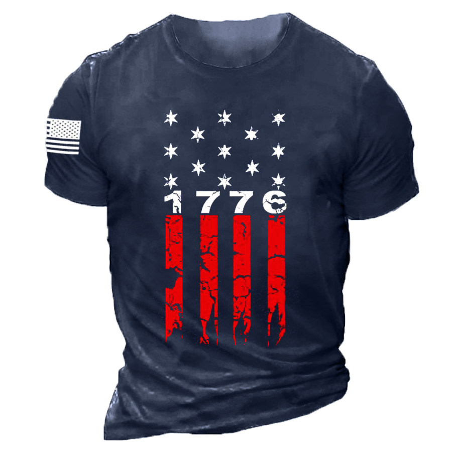 

Men's Vintage 1776 Independence Day Round Neck Short Sleeve T-Shirt