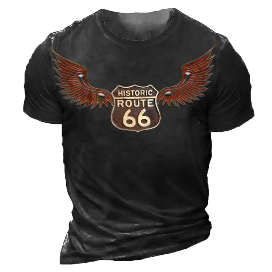

Men's Vintage Route 66 Round Neck Short Sleeve T-Shirt