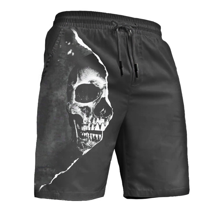 

Men's Vintage Ripped Skull Shorts