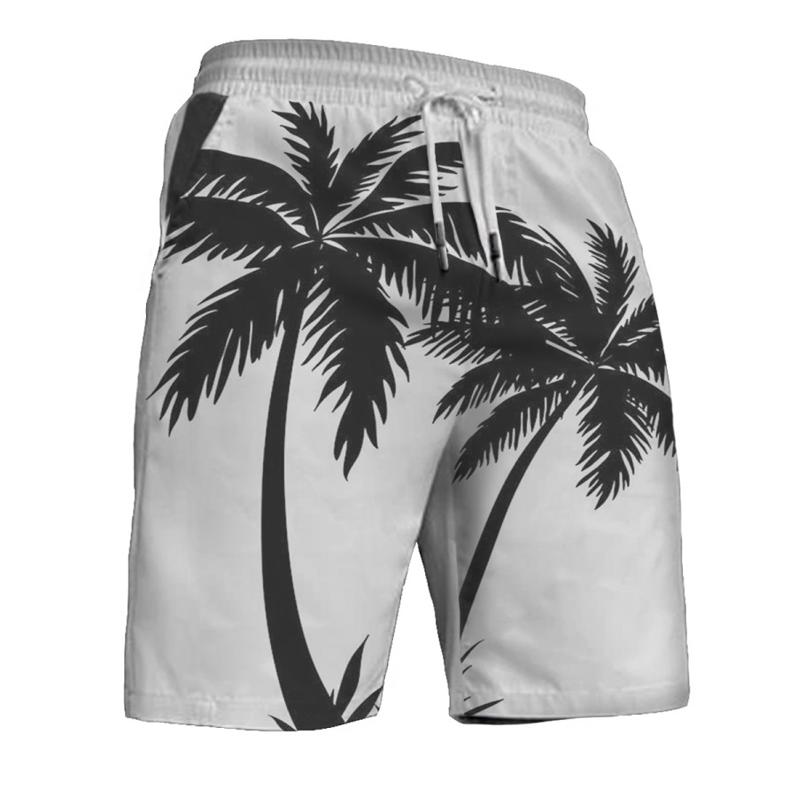 

Men's Hawaiian Coconut Tree Drawstring Shorts