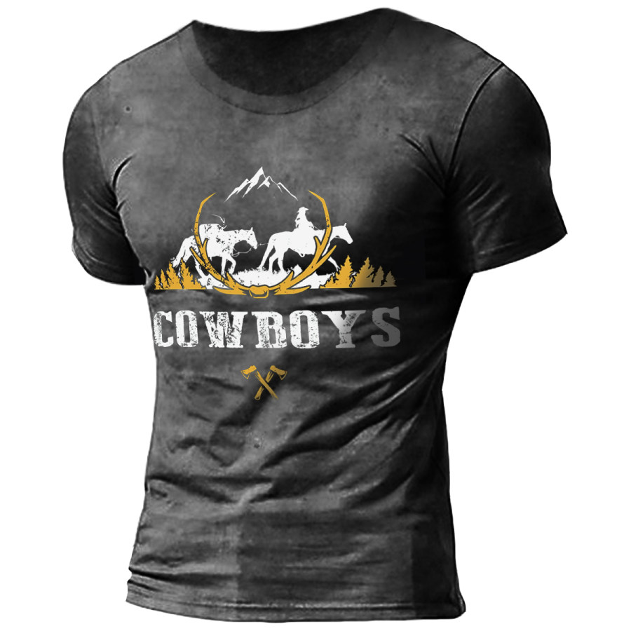 

Men's Vintage COWBOY Round Neck Short Sleeve T-Shirt