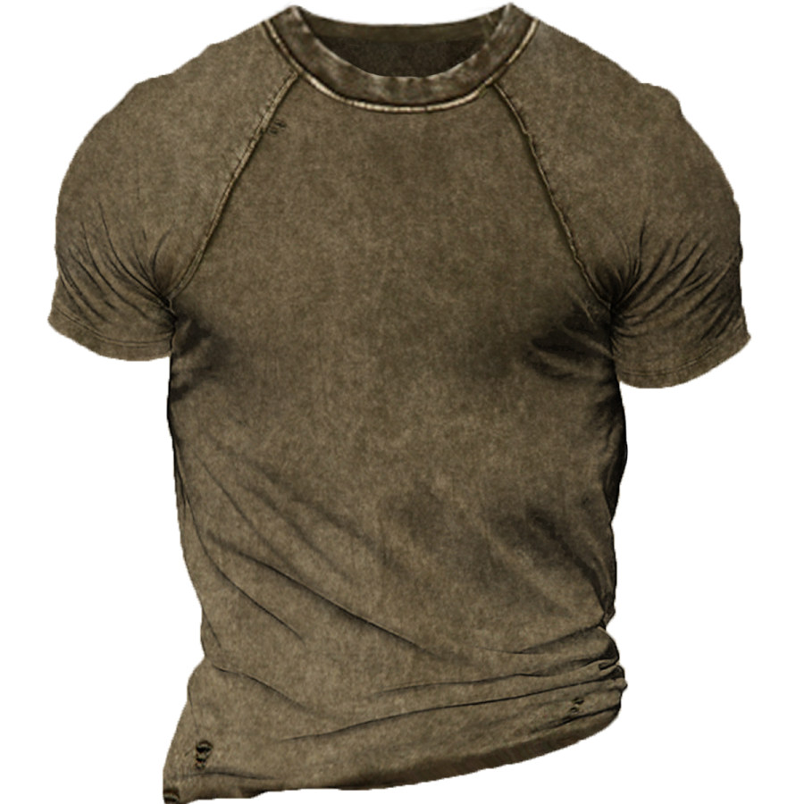 

Men's Vintage Distressed Round Neck Short Sleeve T-Shirt