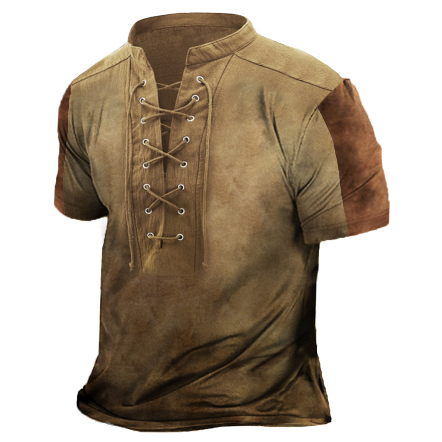 

Men's Vintage Drawstring Short Sleeve T-Shirt