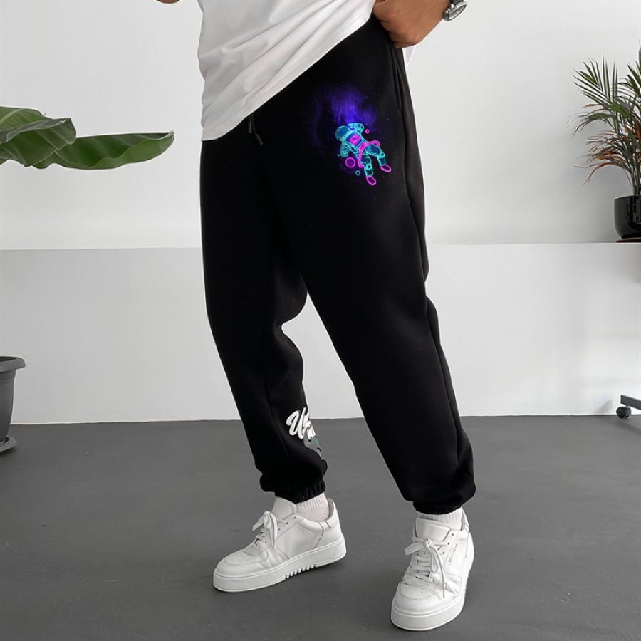 

Trendige Herren-Jogginghose Aus Oakland-Fleece Mit Fluoreszierendem "Spaceman"-Print