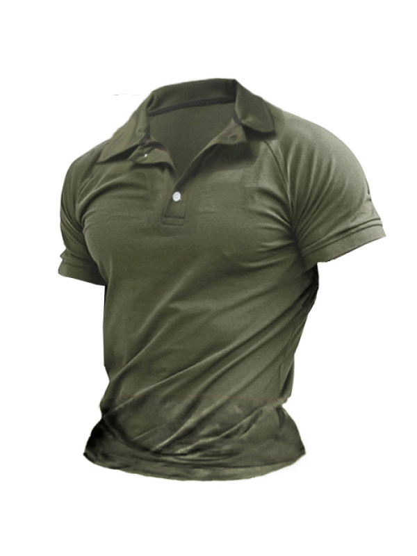 Men's Outdoor Raglan Sleeve Tactical Short Sleeve Polo Shirt