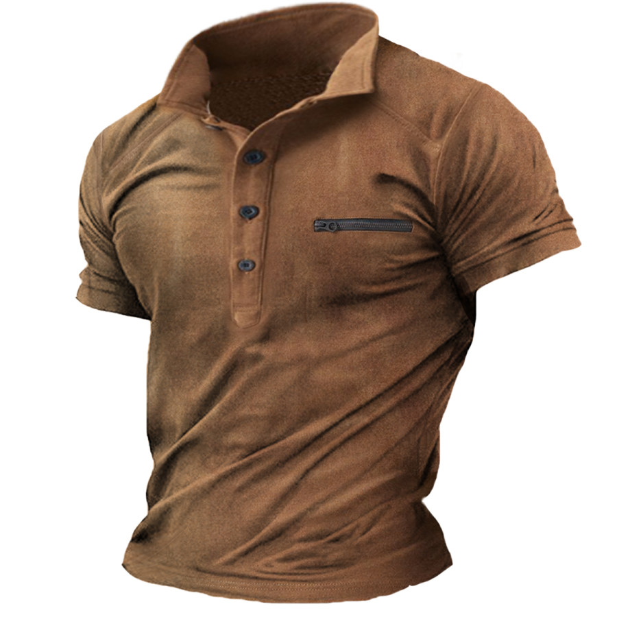 

Men's Vintage Zip Short Sleeve T-Shirt