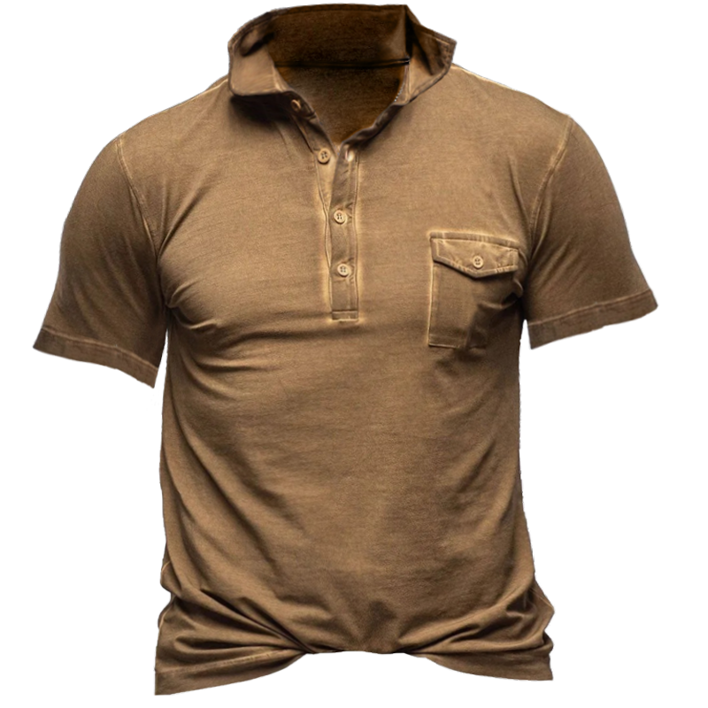 Men's Vintage Pocket Henley Collar Chic T-shirt