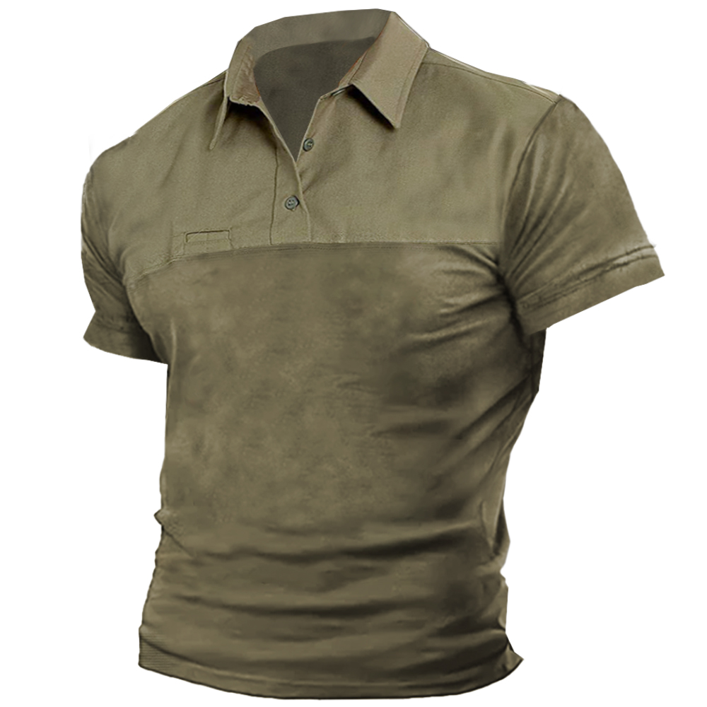 Men's Outdoor Tactical Stitching Chic Polo Neck Short Sleeve