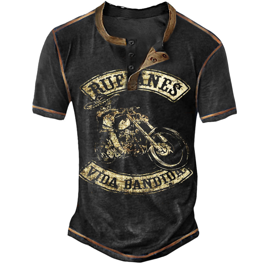 

Men's Vintage Motorcycle Skull T-shirt