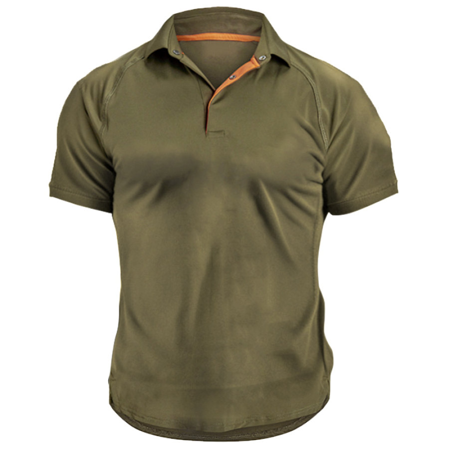 

Men's Vintage Raglan Sleeve Tactical Quick Dry Polo T-Shirt
